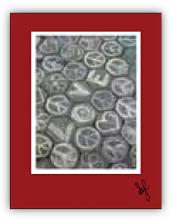 Sidewalk with love and peace symbols Sidewalk with love and peace symbols