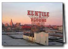Brooklyn skyline with Kentile Floor sign, printed 
