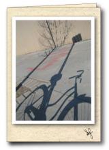 Shadow cast by bicycle